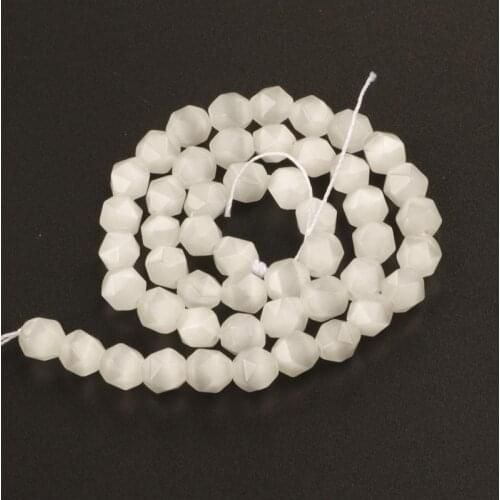 Wholesale Faceted White Cat Eye Natural Stone Loose Beads for Jewelry Making Accessories 8mm Necklace Bracelet DIY