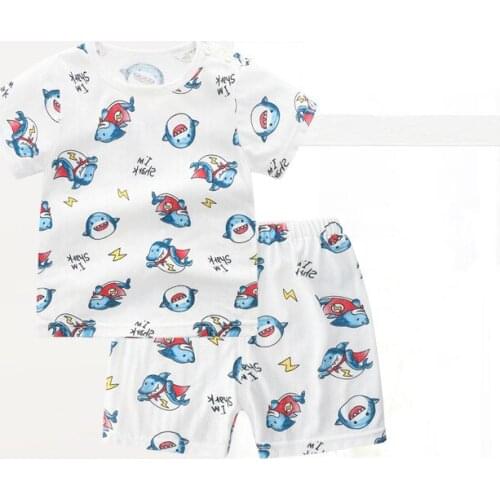 Children Clothes Summer New Short Sleeevd Tshirts + Shorts Suit Cute Cartoon Animal Clothing Set Baby Boys Girls Cotton Pajamas