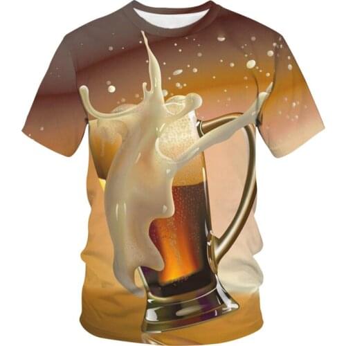Beer/fruit/can/ 3D printed T-shirt for men and women interesting and interesting novelty 3D printed T-shirt short sleeve top uni