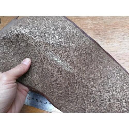 Junetree Genuine Stingray Skin Leather Hide Pelt Grained large big size Natural Manta Ray Fish Skin colors-brown