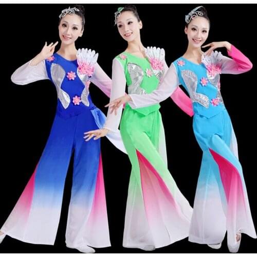 Chinese style, Hanfu, classical dance costume, female national dance, fan dance costume, ancient chinese costume