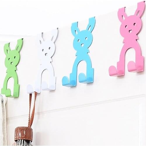 Rabbit Cupboard Door Back Hooks Bedroom Kitchen Punch-free Hanger Bag Hat Clothes Towel Hanging Hook