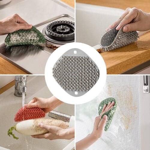 Kitchen Cleaning Brush Silicone Dishwashing Brush Fruit Vegetable Dish Pot Pan Scrubber For Household Kitchen Tool