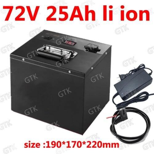 GTK 72v 25ah lithium ion battery 18650 BMS li ion for electric bike 3000w motor tricycle scooters bike Van vehicle +5A charger