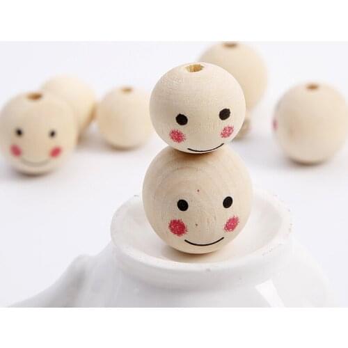 Missxiang new Natural Wood Beads Smiling Face Heart Star Baby Teether Child Teething Wooden Beads for Jewelry Making Accessories