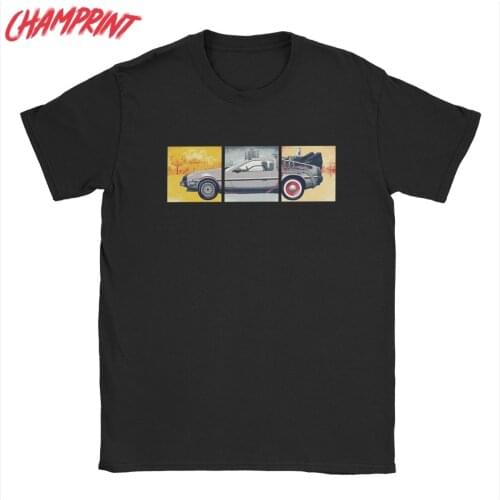 Mens Back To The Future BTTF DeLorean T Shirts Pure Cotton Clothing Novelty Short Sleeve Crew Neck Tees Plus Size T-Shirts