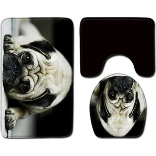 Zeegle Creative Bath Mat Set Printed Bathroom Mat Set Flannel Absorption Bathroom Doormat Toilet Decration Rug Lid Toilet Cover