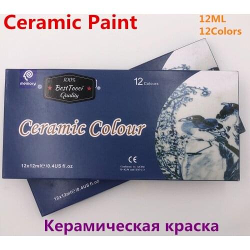 12 Colors 12ML Ceramic Paint Water-resistant Tube Set Glass Paint Wall Stone Painting for fabric Children DIY Painting Tools