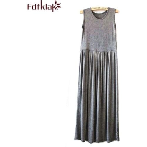 Casual nightgown women sleeveless modal cotton night dress womens homewear night gown long summer nightdress female nightshirt