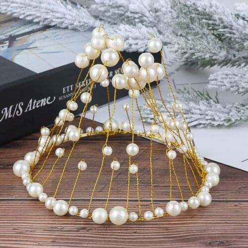 New 1pc Mini Crown Cake Topper Metal Pearl Happy Birthday Cake Toppers Wedding&Engagement Cake Decora Sweet Party Decorations