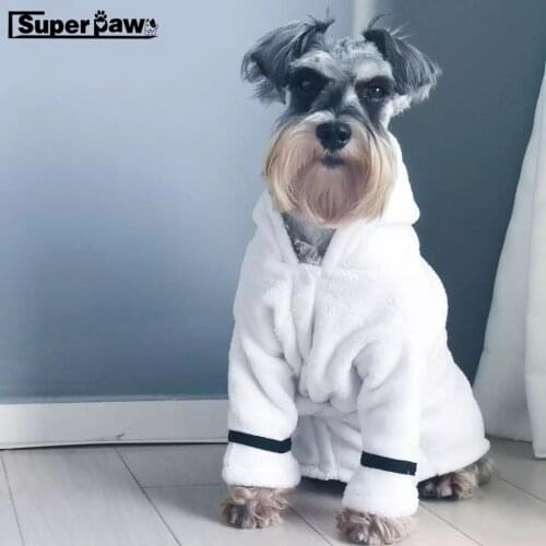 New Dog Bathrobe Pajamas nighty Clothes Pet Puppy Soft Coat Schnauzer Chihuahua Jacket for Dogs In Winter Keeping Warm EMC09
