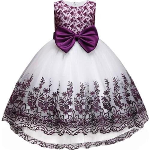 Girls'Eucharist Exchange The First Tail Embroidered Dress for Party Banquet Flower Girl Wedding Bridesmaid Party Dresses