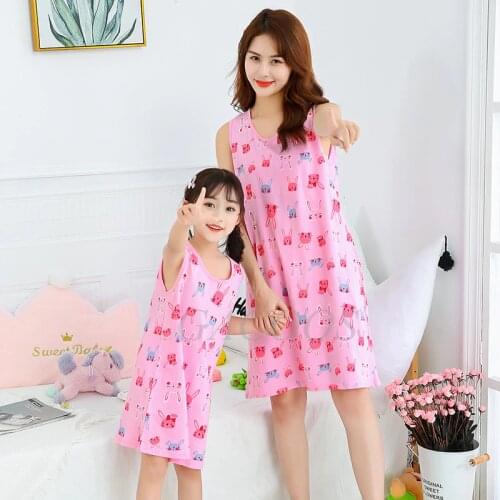 Teenages Girls Pajamas Summer Sleeveless Vest Sleepwear Nightdress Baby Girl Clothes Kids Nightgown Cotton Nightwear Pijamas
