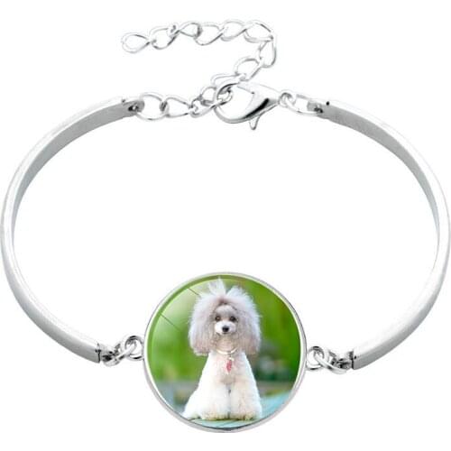 Lovely Dog Glass Cabochon Bracelet Bulldog/Golden Retriever/Husky/Poodle Bangle for Dog Lover Women Men Kids Fashion Accessory