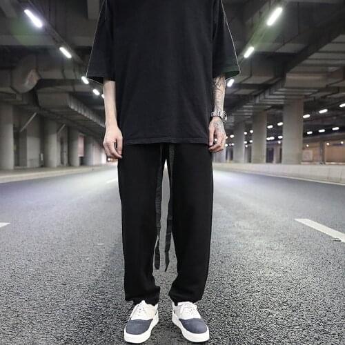 The sixth season of straight loose-fitting pants, high street style entry style solid color wild terry drape casual pants