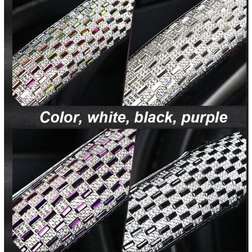 Luxury Crystal Auto Car Steering Wheel Covers Leather Anti-slip Handlebar Cover Car Interior Accessories for Women Ladies Girls