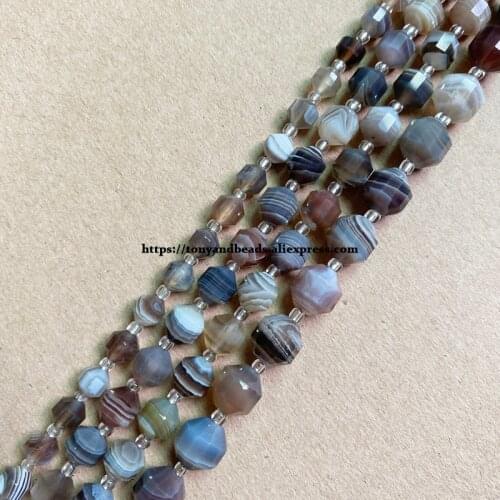 2lots more 10% off ! Semi-precious Stone American Football Faceted AA Quality Botswana Agate 7" Round Loose Beads 6 8 10 mm