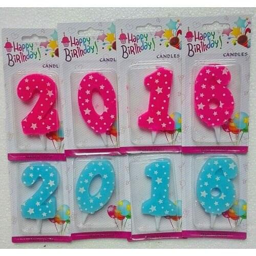 10pcs Stars Style Birthday Candles Kids Girls Boys Birthday Party Number Candles Cake Decorations ( 0-9 ) Rose / Blue