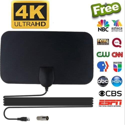 TV Antenna 4K 25DB High Gain HD TV DTV Box Indoor Aerial 50 Miles Range VHF UHF Antenna Receiver