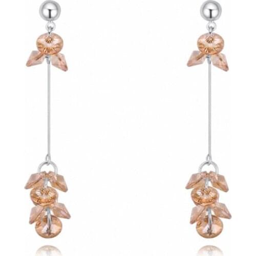 TRACYSWING Brand Real Austrian Crystals Fashion trendy Dangle Earrings For Women Gift White Gold Color #TW131853