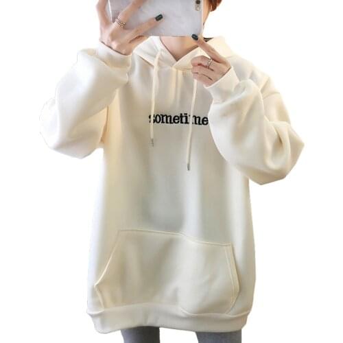 Zuolunouba Winter Casual Women Hoody Splice Rabbit Ear Embroidery Alphabet Harajuku Lady Sweatshirt Mid-length Female Pullover