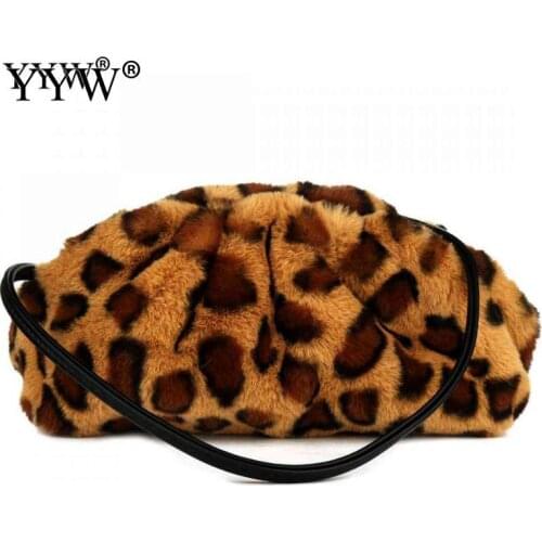 Women Clutch Bag Winter Purse And Handbag WomenS Leopard Flannelette Crossbody Bags For Ladies 2019 Fashion Girl Soft Daybag