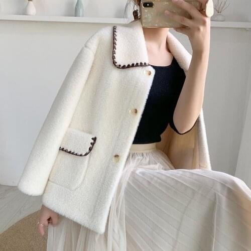 Women 2021 Autumn Winter Fashion Short Loose Cardigans Coats Female Imitation Mink Velvet Jackets Ladies Loose Warm Outwear W581