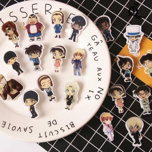 1PS Detective Conan Cartoon Badge Icons on The Pin Acrylic Badges Badges for Clothing Kawaii Brooches Pvc Brooch for bag Z79