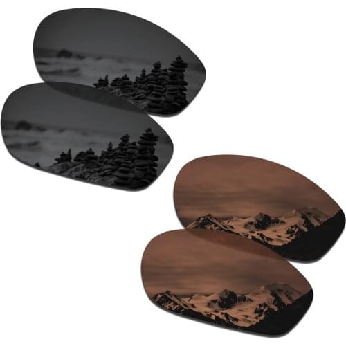 SmartVLT 2 Pairs Polarized Sunglasses Replacement Lenses for Oakley Encounter Stealth Black and Amber Brown
