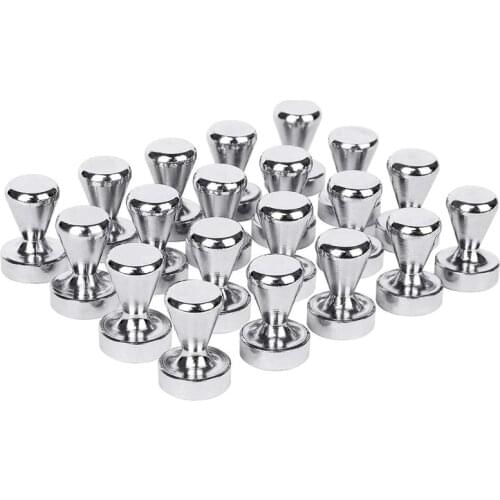 Push Pins 20 pack ,Silver Magnets, Brushed Nickel Push Pin Strong Magnets for Refrigerator,Whiteboard, Map, Calendar and More