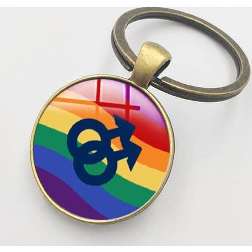 2019 LGBT Rainbow Girl Female Symbol Crystal Keychains Car keyrings Gay Pride Rhinestone Keys Pendant Lover Couple Men Jewelry