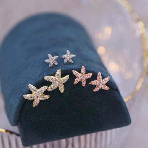 3 pairs/set Korean Cubic Zirconia Stud Earrings For Women Girls Fashion Crystal Star Stud Earring Set Female Jewelry Set