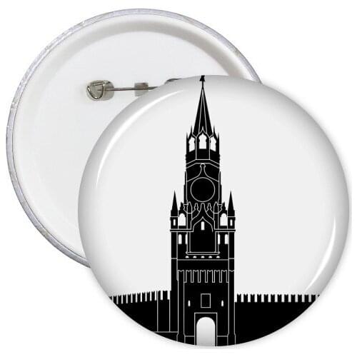 5pcs Russia Moscow Kremlin Pattern Silhouette Round Pin Badge Button Decorate Badges Clothing Patche Kid Gift Brooche