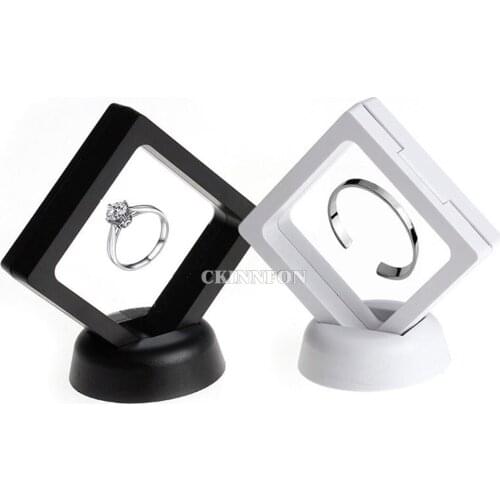 500Pcs/Lot Black White Suspended Floating Display Case Jewellery Coins Gems Artefacts Stand Holder Box