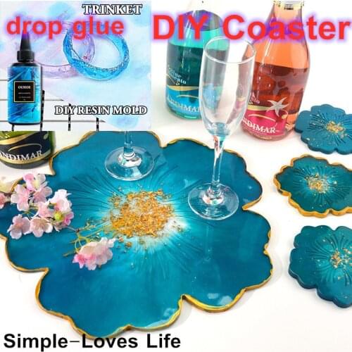 6PCS Coaster Resin Mold Flower Shape Crystal Epoxy Silicone Mould Fruit Plate Cup Pad Mat DIY Decorative Tea Tray Making Tool