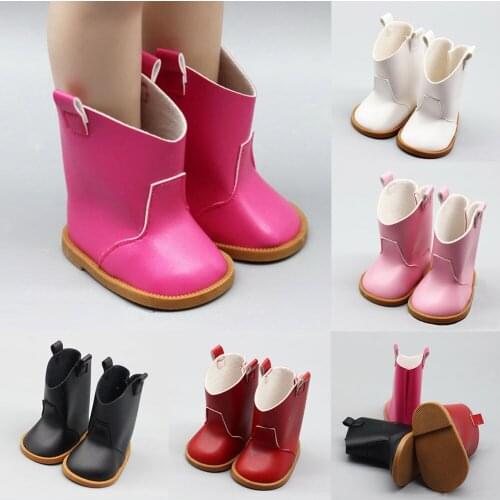 Doll Accessories 18“ Height Baby Doll Boots Fashion Shoes Rose Red Pink White Black Shoes Fit for 43cm Girls Dolls