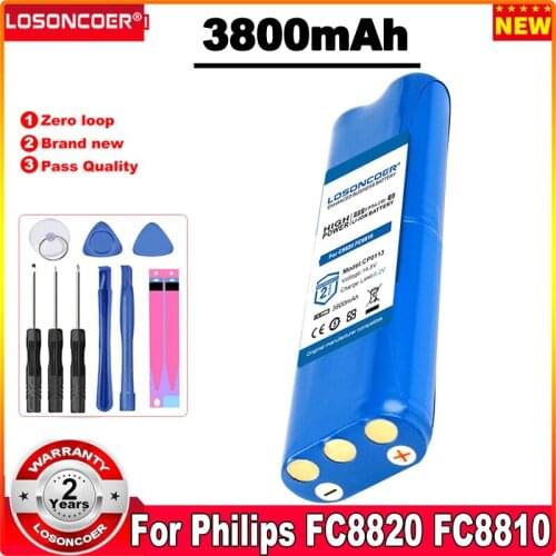 LOSONCOER 3800mAh 14.8V 18650 Li-ion Battery Side Brush For Philips Robotics Vacuum Cleaner FC8820 FC8810 Vacuum Cleaner