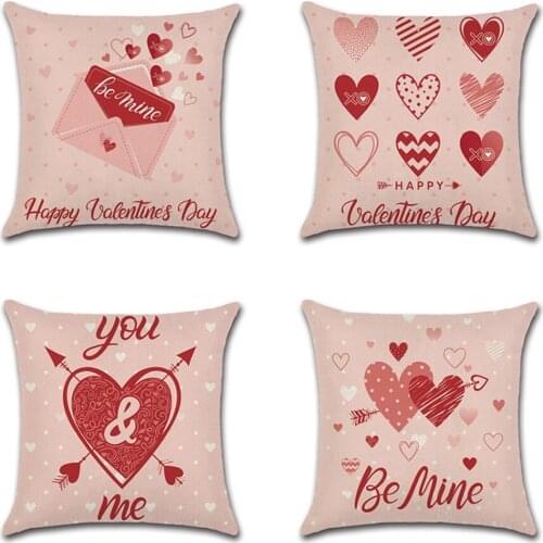 Love Pattern Cushion Cover ValentineS Day Decoration Pillowcase Linen Cushions Covers Letter Envelope Living Room Pillows Cases