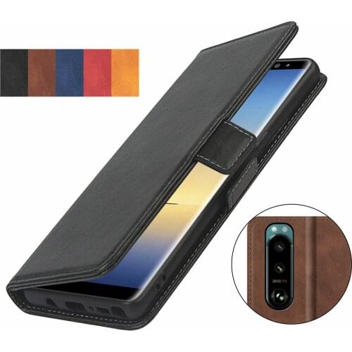 Pu leather Fitted Case for Sony Xperia 5 III Wallet Cover Short-buckle Flip book holster protective phone bag case GG