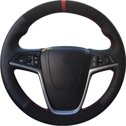 Car Steering Wheel Cover Black Genuine Leather Suede For Opel Astra J Zafira 2010-2016 Buick Encore Cascada Verano 2013-2019