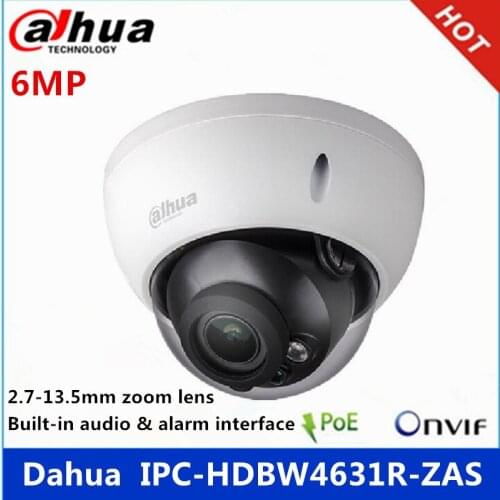 Dahua IPC-HDBW4631R-ZAS 6MP ip camera 2.7~13.5mm motorized zoom lens IP67 IK10 IR30M built-in SD card slot audio interface dome