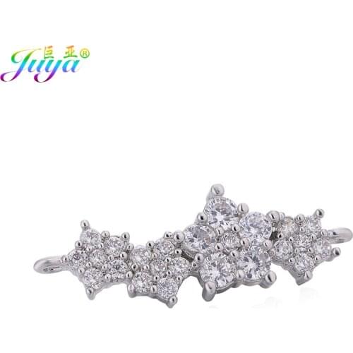 Cubic Zirconia Jewelry Finding Supplies Gold/Rose Gold Decorative Flower Connector Accessories For Needlework Jewelry DIY Making