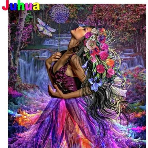 Waterfall beauty Portrait woman diy Diamond painting 5d full drill flower girl diamond embroidery mosaic stitch home decor