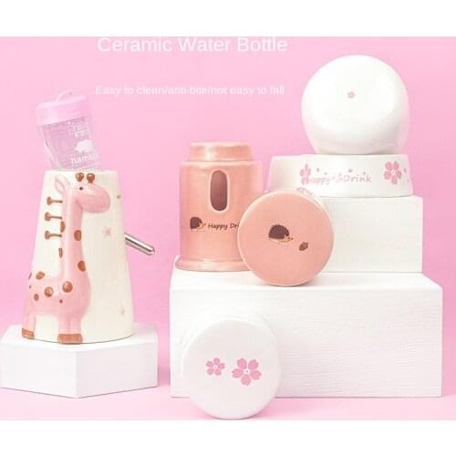 Hamster Kettle Supplies Hedgehog Hamster Ceramic Water Bottle Hamster Water Bottle Holder Golden Bear Drinking Fountain