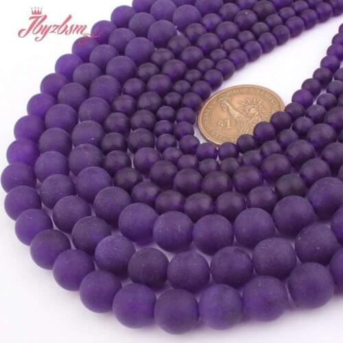 6,8,10mm Frost Round Beads Purple Jades Stone Loose Beads for DIY Accessories Women Men Necklace Bracelet Jewelry Making 15"
