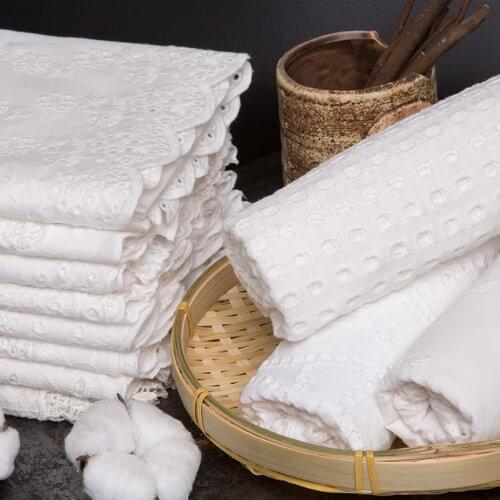 Pure White Water Soluble Cotton Lace Fabric for Wedding Dresses Bridal Sewing Textile 50x140cm