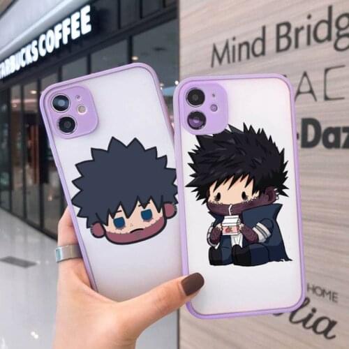 My hero academia Phone Case For iPhone 12 11 Mini Pro XR XS Max 7 8 Plus X Matte transparent Purple Cover