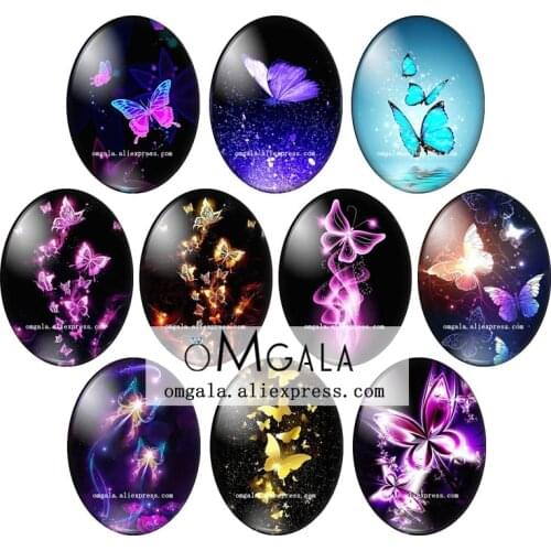 Fashion Fantasy Flying Butterfly Patterns 13x18mm/18x25mm/30x40mm Oval photo glass cabochon flat back Making findings
