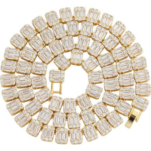 Fashion Hip Hop Cuban Chain Ice Out Full Square Cubic Zircon Men Necklace High Quality Link for Male Jewelry