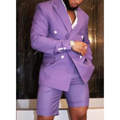 New Design Purple Jacket Shorts Pant Men Suits Prom Suit Vintage Groomsmen Wedding Tuxedos Mens Daily Wear Suit (Jacket+Pants)